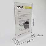 Menu Stand - Tabletop T Shape Photo Frame Sign Double Sided Clear Acrylic Resin
