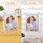 Picture Frames - 8.5x11 Modern Frameless Acrylic 2-Pack Clear Square Cubes Stand