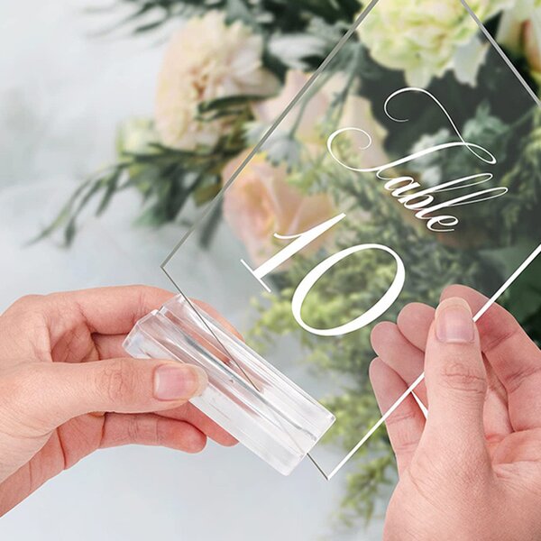 Sign Holders - 10 Pack Clear Acrylic Wedding Table Numbers Display Stands Place Card