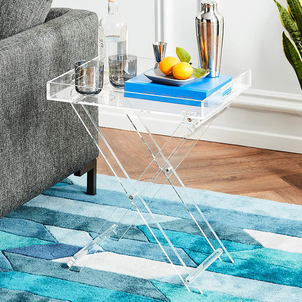 Side Table - Acrylic Bedside Stand Breakfast Coffee Stool Storage Shelves Home Decor