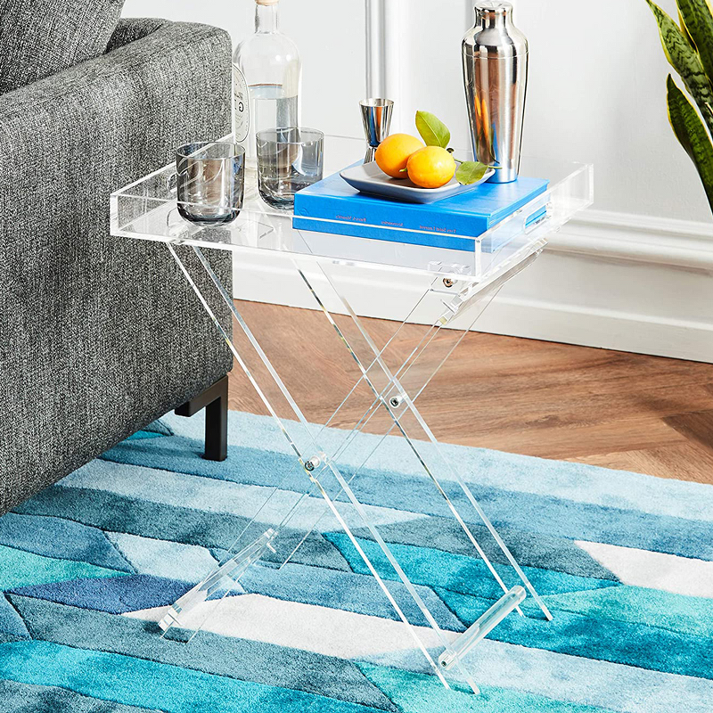 Side Table - Acrylic Bedside Stand Breakfast Coffee Stool Storage Shelves Home Decor