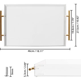 Acrylic Tray - High Quality Custom Designed 6x6 Clear with Gold Handles Square OEM