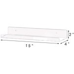 Acrylic Shelf - 15" Invisible Floating Wall Ledge for Kids Book Display Mounted