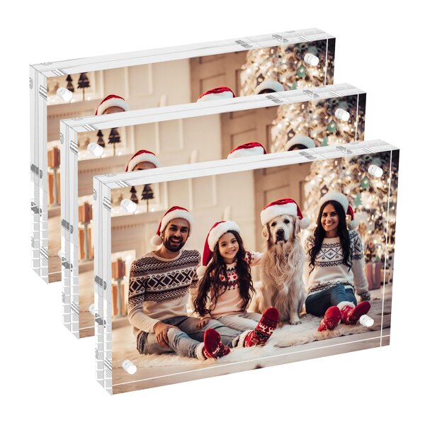 Photo Card Frame - Custom Sized Double-Sided Clear Acrylic Magnetic Desktop with Angel Theme
