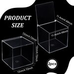 Acrylic Display Case - BENECREAT 2pcs Anti-Dust Clear 12cm Square Cube Hinged Lid