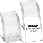 Sign Holder - 5 X 7 Inch Acrylic Slant Back Picture Frames Clear L Shaped Desktop