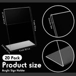 Sign Holder - 5 X 7 Inch Acrylic Slant Back Picture Frames Clear L Shaped Desktop
