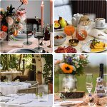 Wedding Table Numbers - Acrylic 1-20 with Stands 4x6 Inch Clear Place Cards Gold Trim