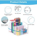 Pen Holder - 360-Degree Desktop Stationery Organizer Caddy Acrylic Rotating for Office