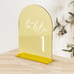 Wedding Table Numbers - Gold Mirror Acrylic 1-20 Stands 5"x7" Arched for Reception