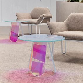 Coffee Table - BSCI Factory Acrylic Rainbow Iridescent End Table Modern Accent TV