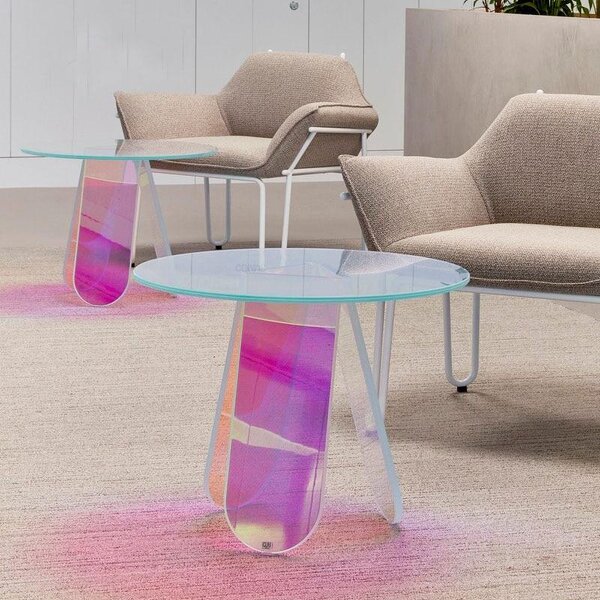 Coffee Table - BSCI Factory Acrylic Rainbow Iridescent End Table Modern Accent TV
