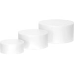 Display Riser Stands - White Acrylic Round Cylinder Nesting with Hollow Bottoms 3-Pack