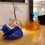 Bookshelf - Blue Acrylic Magazine Holder Minimalist Modern Home