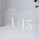 Wedding Table Numbers - Frosted Arch with Stands 1-15 5x7" Acrylic Signs for Centerpiece