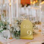 Wedding Table Numbers - Gold Mirror Acrylic 1-20 Stands 5"x7" Arched for Reception