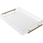 Serving Tray - Clear Acrylic 8*11inch with Golden Handles Decorative for Breakfast