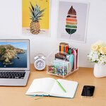 Pen Holder - 360-Degree Desktop Stationery Organizer Caddy Acrylic Rotating for Office