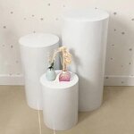 Acrylic Pedestal - Cylinders Display Stand Clear/White Plinth Pillar for Wedding Party