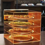 Pizza Display Stand - 4-Tier Acrylic Transparent Bakery Cake Display Case Box