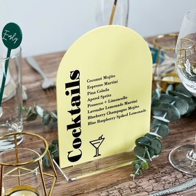 Wedding Menu Cards - Custom Acrylic Table Menu Drink List