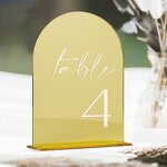 Wedding Table Numbers - Gold Mirror Acrylic 1-20 Stands 5"x7" Arched for Reception
