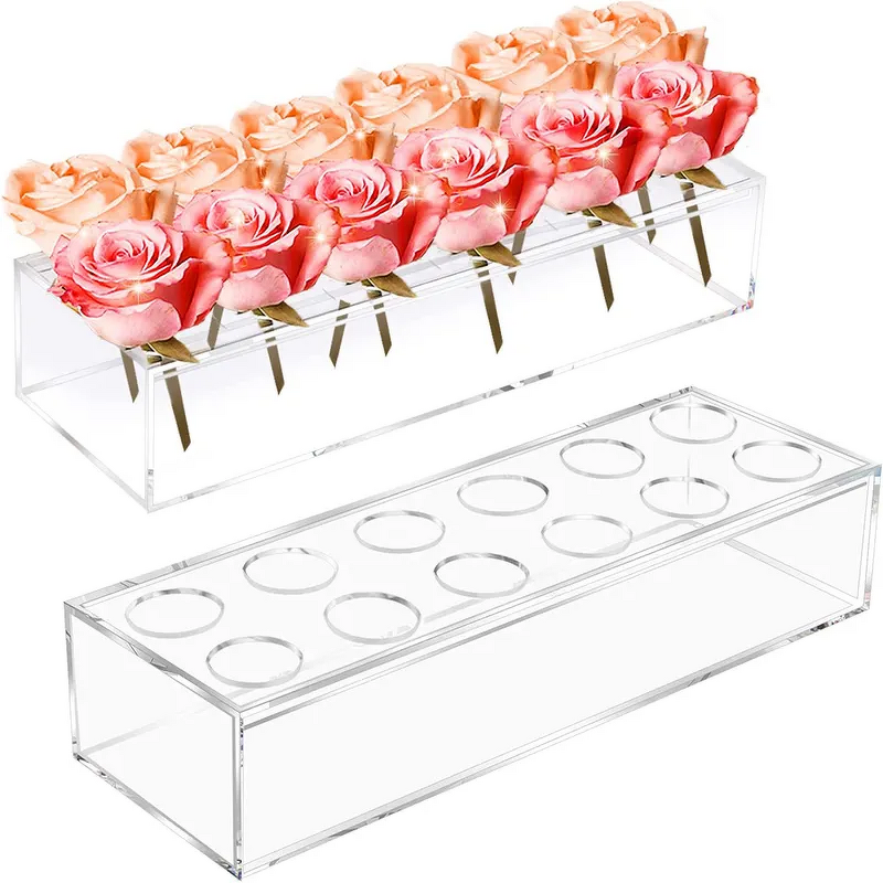 Flower Vase - Modern Design Clear Acrylic Rectangular Centerpieces for Wedding Decorations