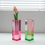 Flower Vase - Simple Nordic Style Acrylic Hydroponic Square Column Glass Creative