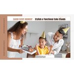 Cake Stand - Elegant Marbleized Grain Rectangular Acrylic with Lid Grey Serving Tray