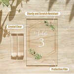 Wedding Table Numbers - Acrylic 1-20 with Stands 4x6 Inch Clear Place Cards Gold Trim