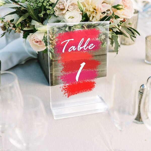 Wedding Table Numbers - 20 Pack Acrylic with Stands 4 X 6 Inch Blank Clear Signs