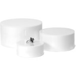Display Riser Stands - White Acrylic Round Cylinder Nesting with Hollow Bottoms 3-Pack