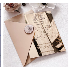 Invitation Card - Factory Price Luxury with Envelope Self Sealing Wax Seal Mirror