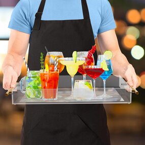 Serving Tray - Clear Acrylic 8*11inch with Golden Handles Decorative for Breakfast