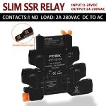 FCGK 280VAC Slim SSR Solid State Relay - DC to AC 41F-C4/C2 5-24V 2A/6A