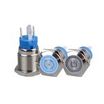 GQ16F-10E-N Stainless Steel LED Button Switch - 16mm Ring Light IP65 Normal Open