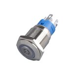 GO19F-11EDP/J Reset Type Metal Button Switch - 16mm Ring Light 3A Max. 220V