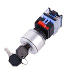 2nd Gear 3rd Gear Key Rotation Push Button Switch - LAY38-11Y-21 Self-locking