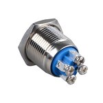 GQ16F-10E-N Stainless Steel LED Button Switch - 16mm Ring Light IP65 Normal Open