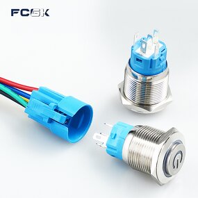 12V PC Power High Head Blue Push Button Switch - 5V 220V Car Momentary Latching