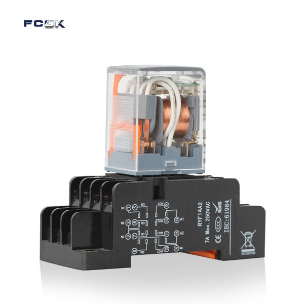 RYF14A2 24VDC14 Pin Miniature Relay Socket - 7A 250VAC Electromagnetic Power Relay