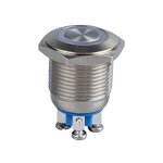 GQ16F-10E-N Stainless Steel LED Button Switch - 16mm Ring Light IP65 Normal Open