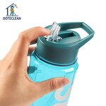 Water Bottle - 750ml PP Plastic with Straw Colorful Portable Outdoor Sports