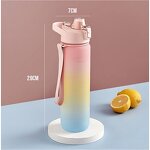Water Bottle - 1100ml Large Capacity Plastic Color Gradient Sports Travel