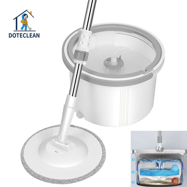 Flat Mop Bucket - 360 Rotate Spin Magic Wet & Dry Floor Cleaning Water Separated
