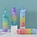 Water Bottle - 1100ml Large Capacity Plastic Color Gradient Sports Travel