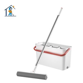 Magic Wash Mop Bucket - Swivel Handle Stainless Steel Pole Removable Water Squeeze