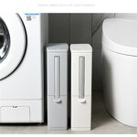 Trash Can - Narrow Standing Toilet Brush Set Plastic Bathroom Waste Bin