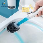 Toilet Brush - TPR Silicone round Scrub with Holder Soft Plastic Add Cleaning Liquid