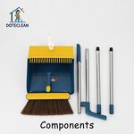 Dustpan & Brooms Set - Wind-Proof Plastic Upright Long Stainless Steel Handle PET